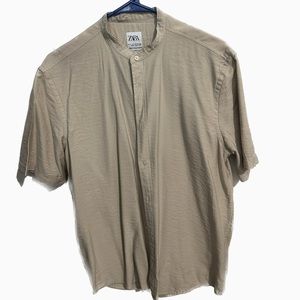 Cream Beige Zara Button Down Slin Shirt Size S